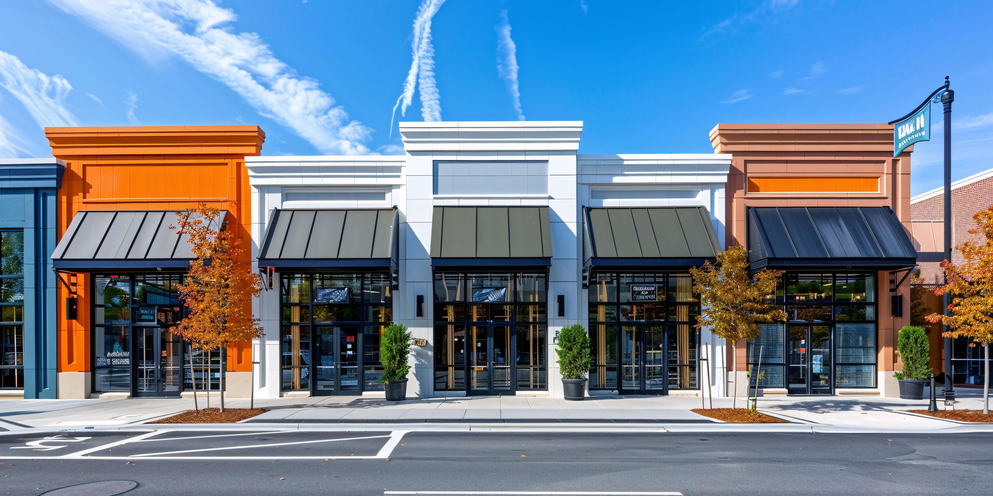 Real estate listings. Homes, buildings and an office building